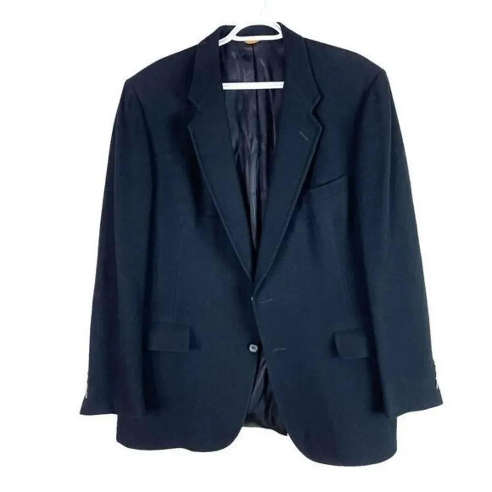 Hart Schaffner Marx Gold Trumpeter Cashmere Blazer Jacket Sport Coat 44R Black